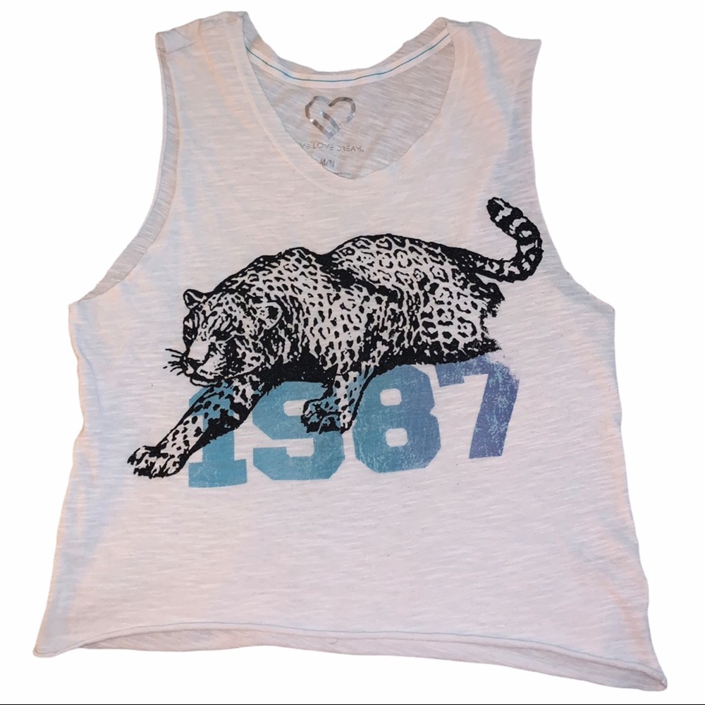 1987 Leopard Graphic Cropped Tank Top